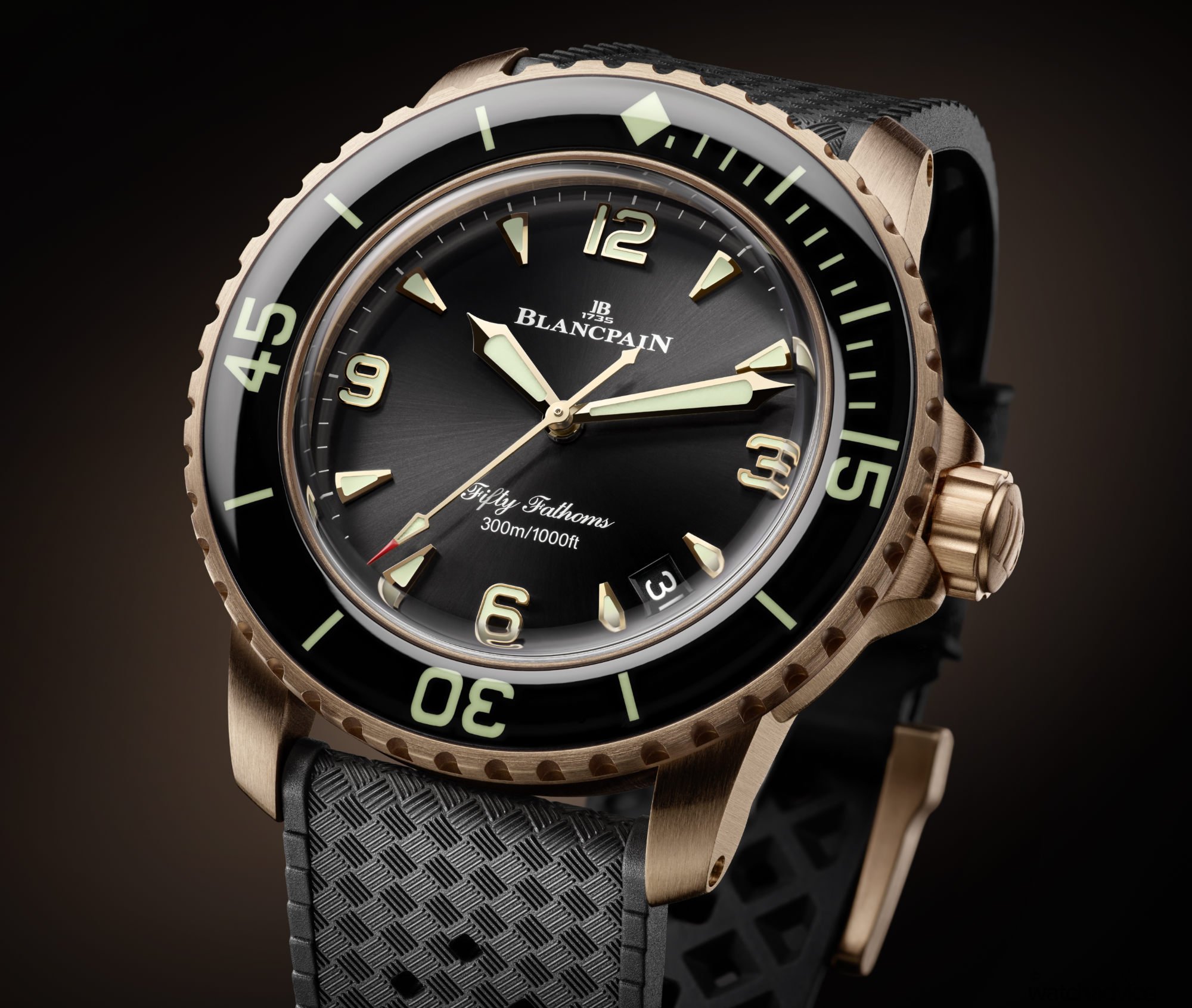 Blancpain Fifty Fathoms 5010 Black Dial, Red Gold, 42.3 mm, Self