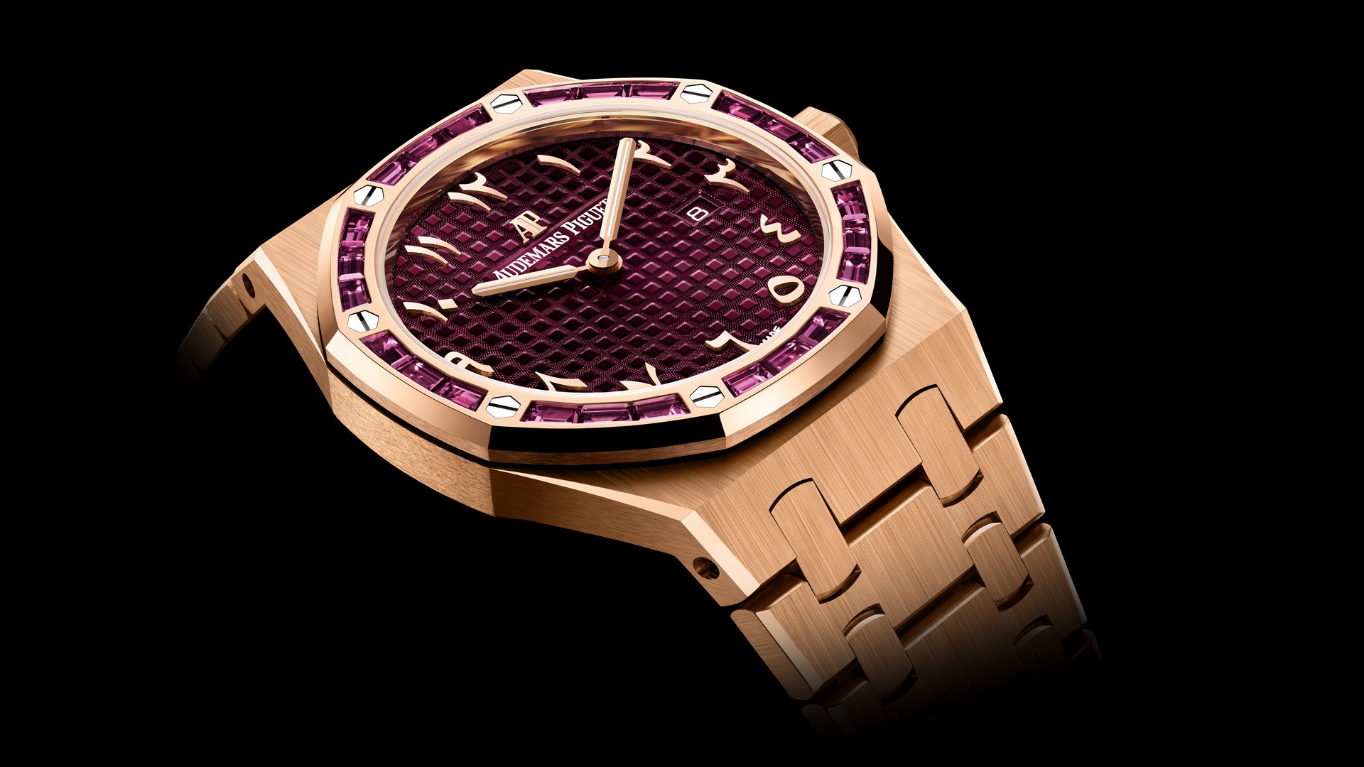 Audemars Piguet Royal Oak 67656 Burgundy Dial, 18 Carat Pink Gold