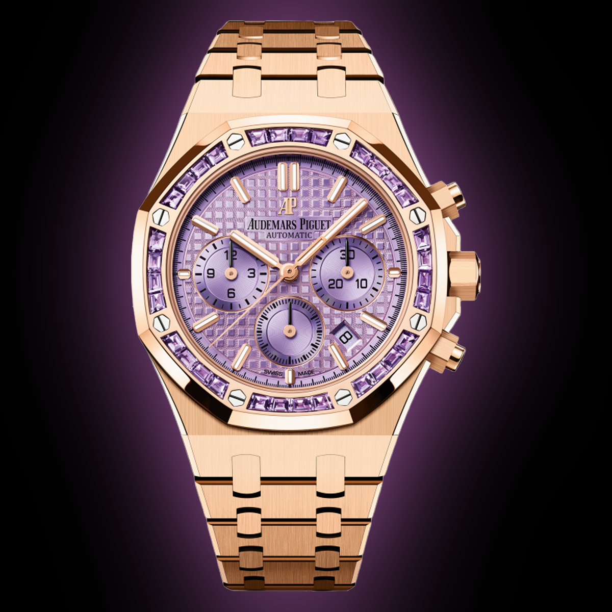 Audemars Piguet Royal Oak 26319 Purple Dial, 18 Carat Pink Gold