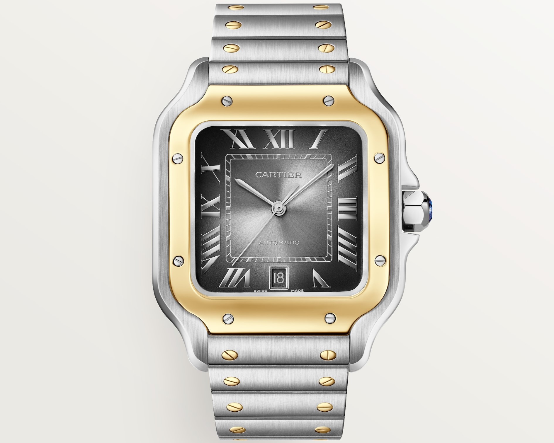 Cartier Santos de Cartier W2SA Silvered Opaline Dial, Stainless