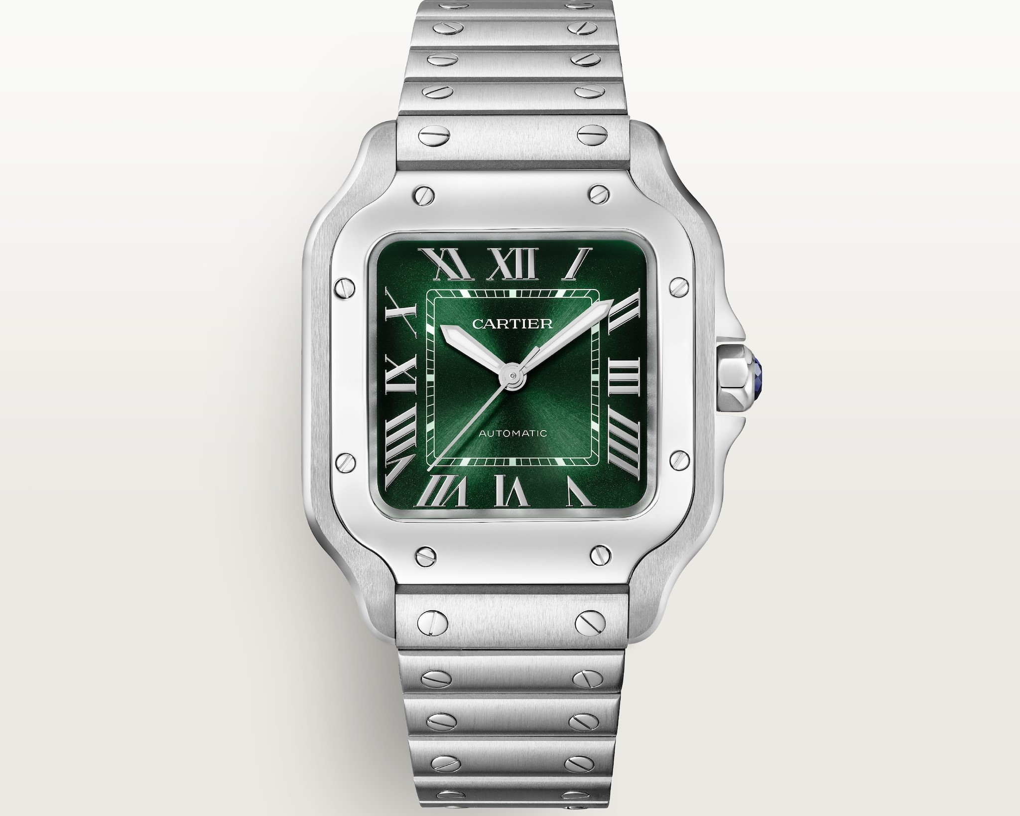green dial iced out women's cartier watch