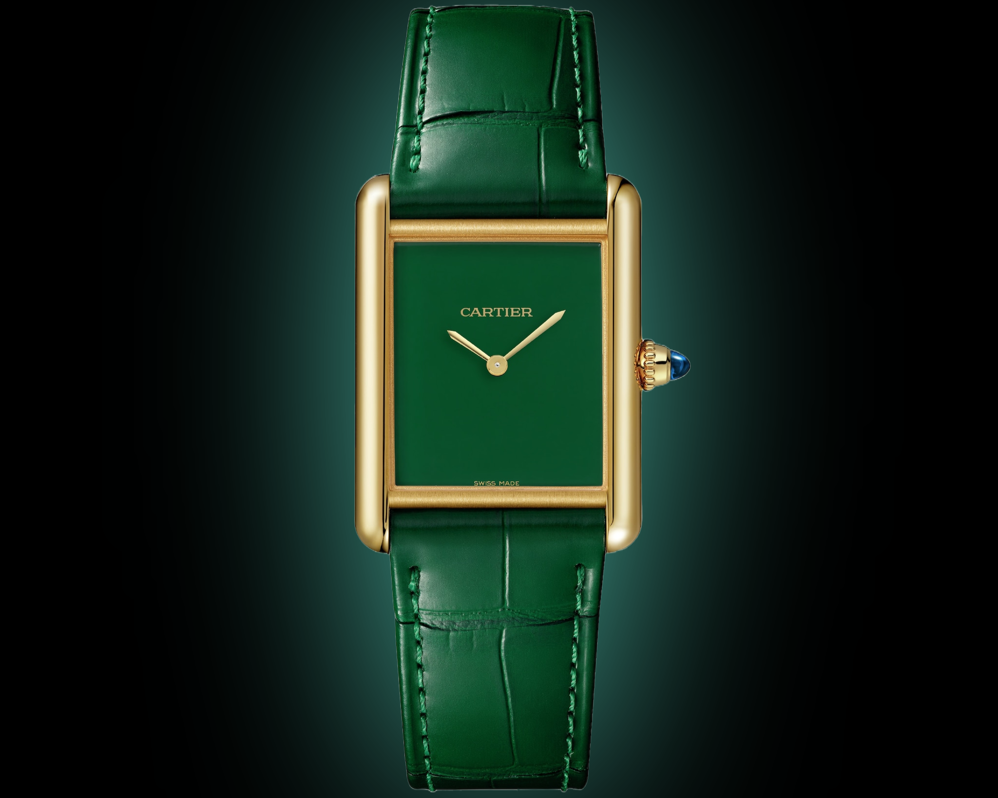 Visage Steel Tank Watch with yellow leather band. New in box. Cartier Tank Divan WA30 Silver Dial, 18kt Yellow Gold  main image 4