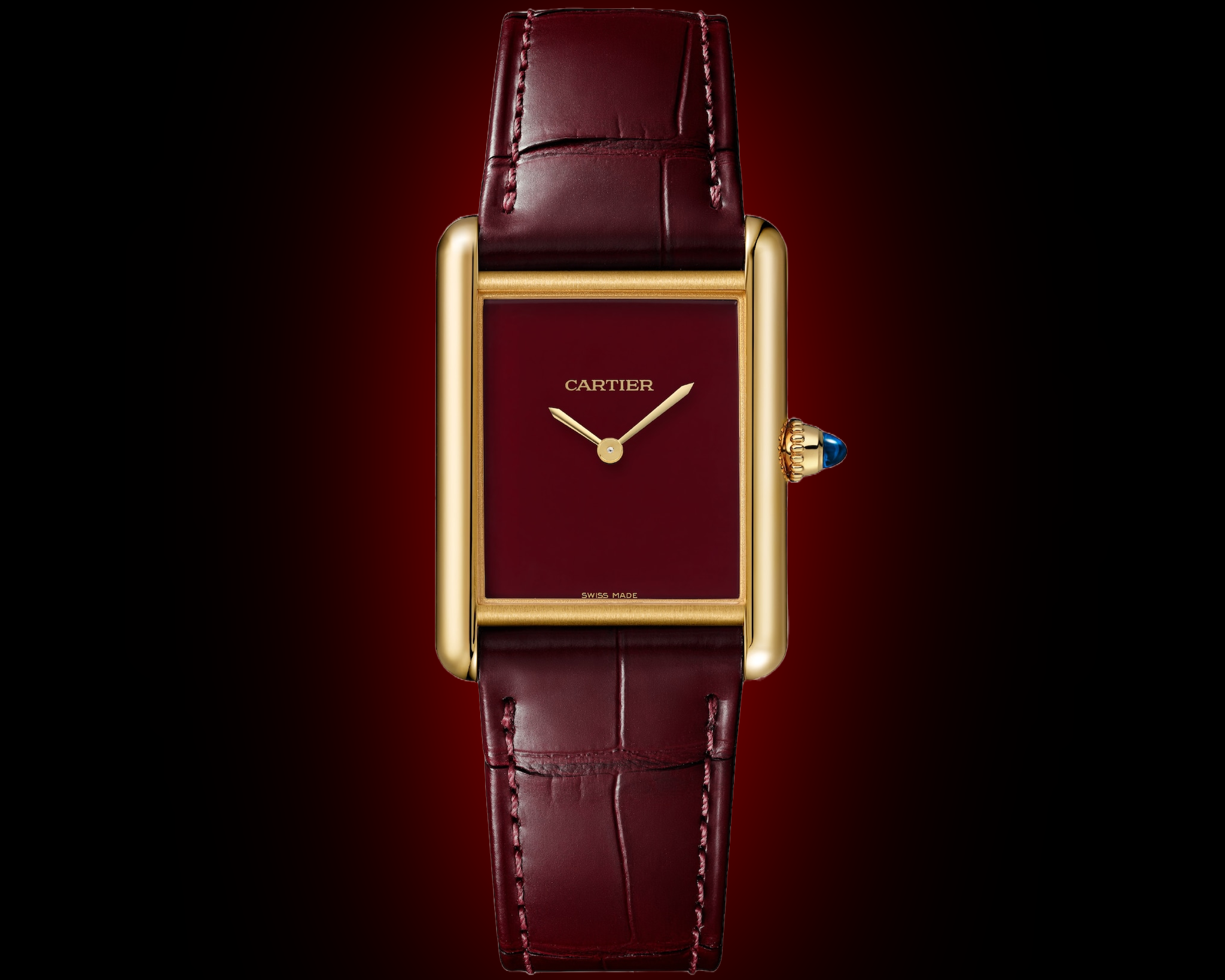 Cartier Tank Louis WGTA Burgundy Dial, Yellow Gold, mm