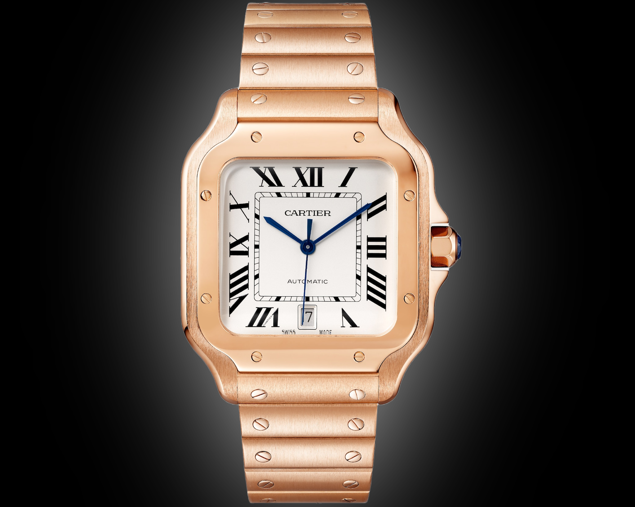 Cartier Santos de Cartier WGSA Silver-Tone Dial, Rose Gold, Self