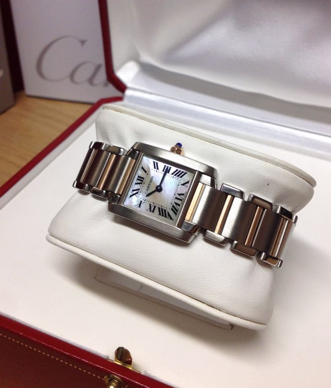 Cartier Tank Française W510 Pink Mother of Pearl Dial  display picture 1