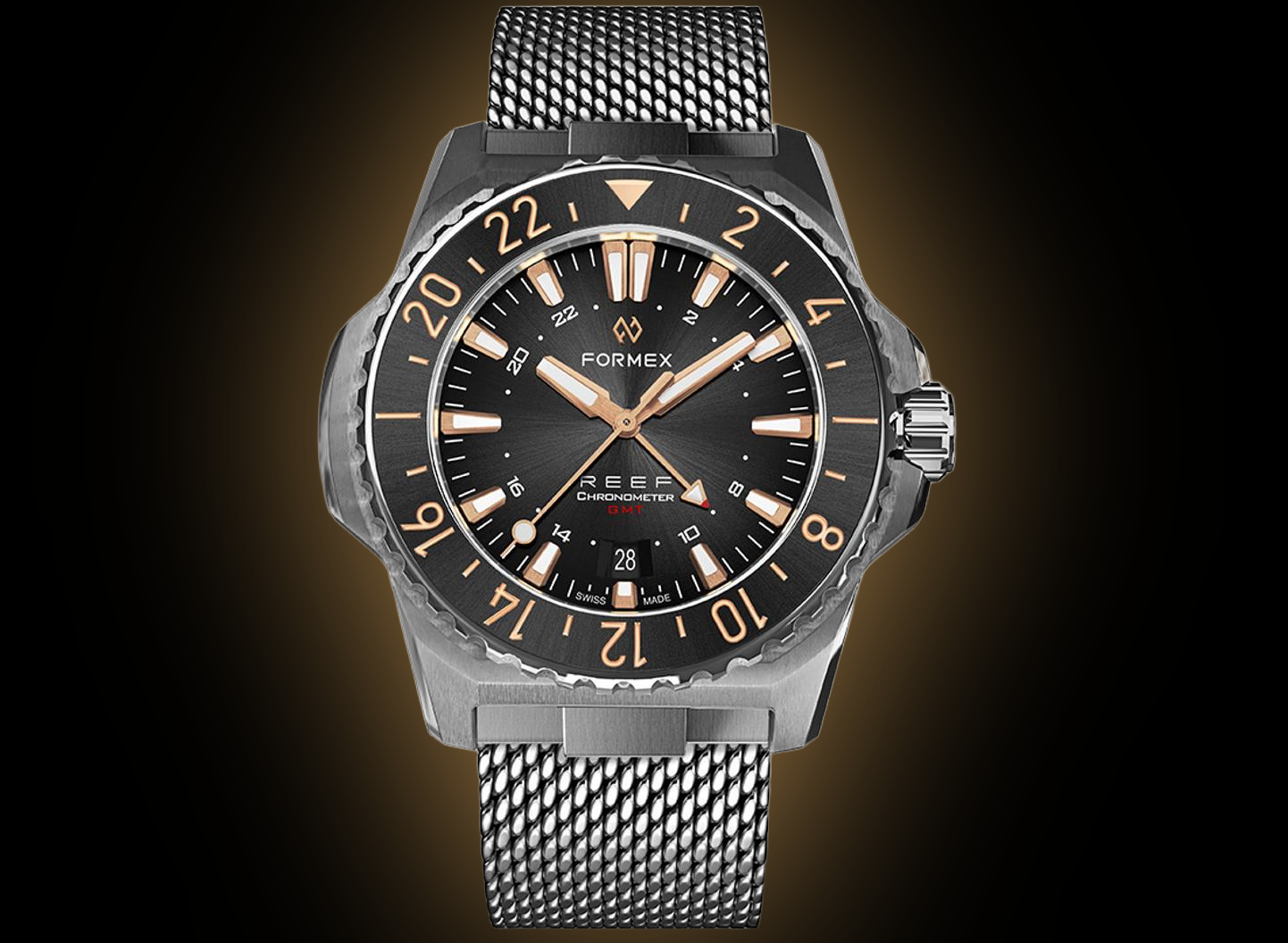 Formex Reef 2202 Black Dial, Stainless Steel, 42.0 mm, GMT