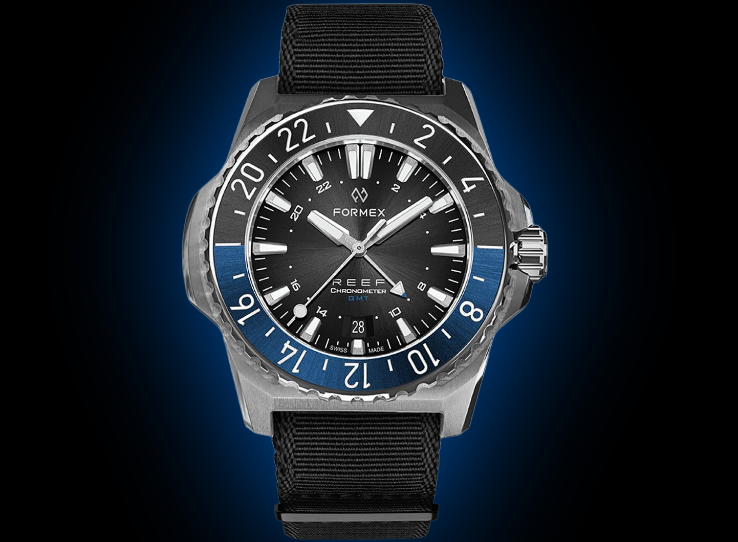コ*ビ様 【フレーム,Fサス新品】 Mantra クライン Formex Reef 2202 Black Dial, Stainless Steel, 42.0 mm, GMT