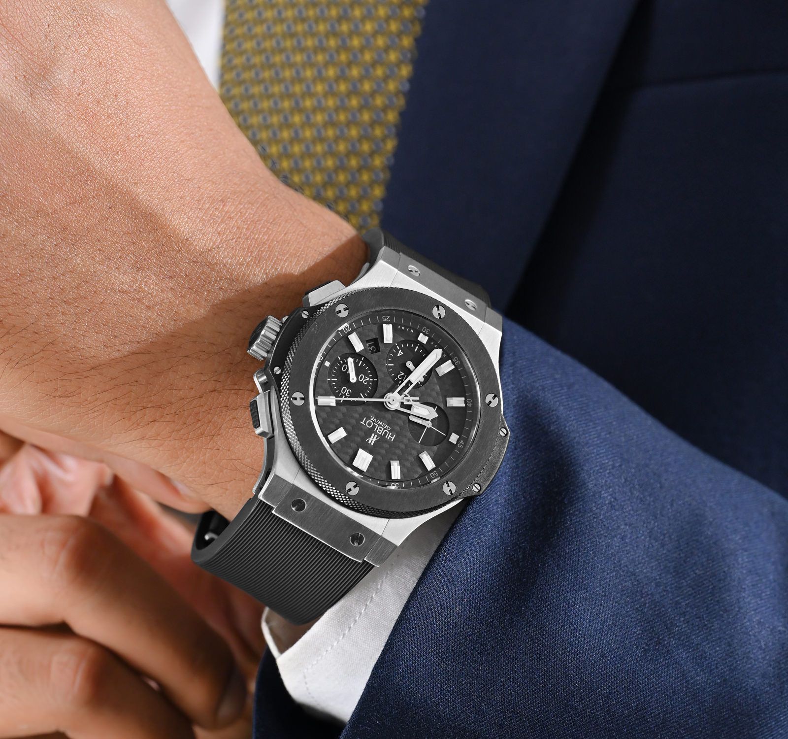 Hublot Big Bang 45 Black Carbon Fiber Dial, Stainless Steel