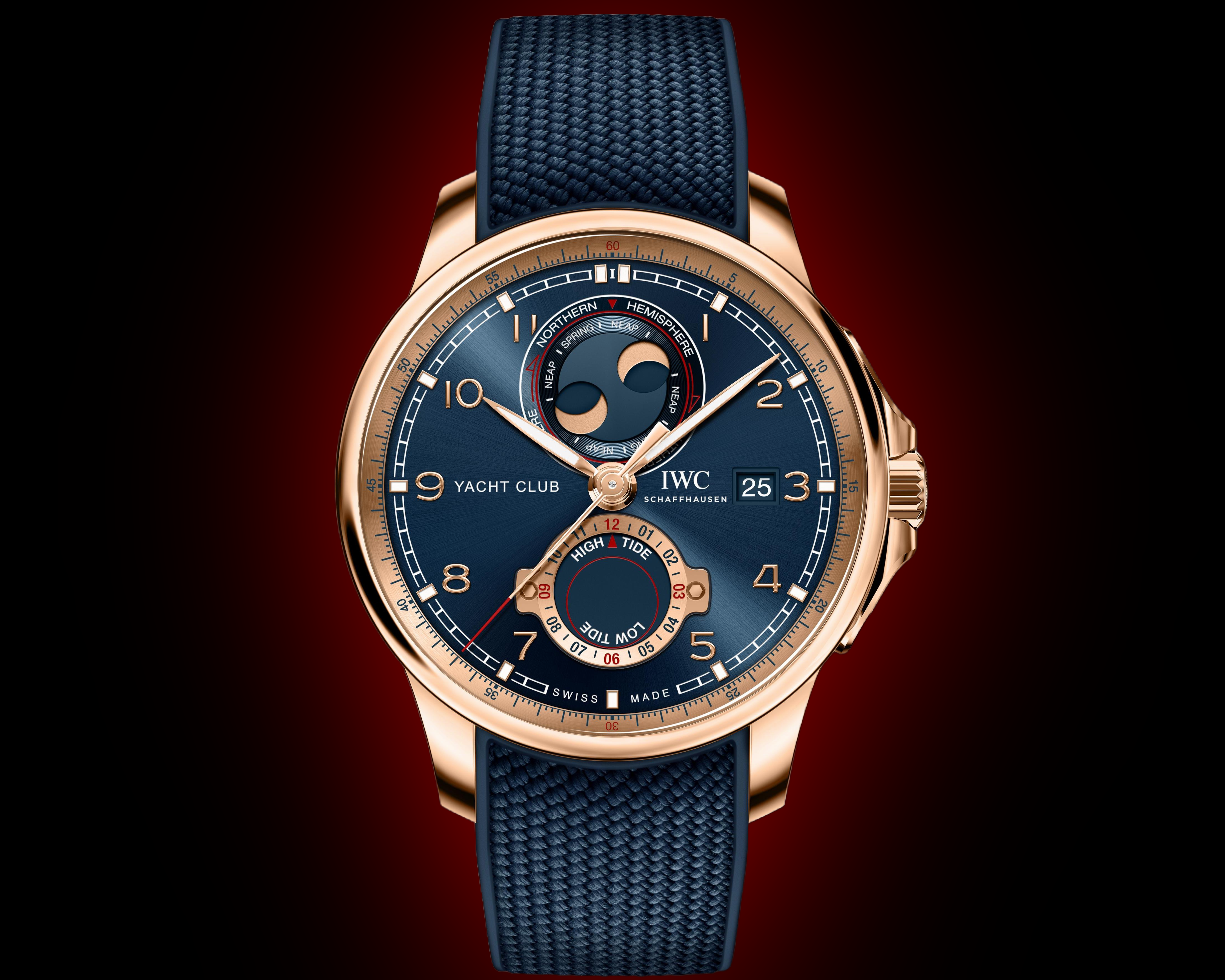 IWC Portugieser 3440 Blue Dial, 18 ct 5N Gold, mm, Moon Tide