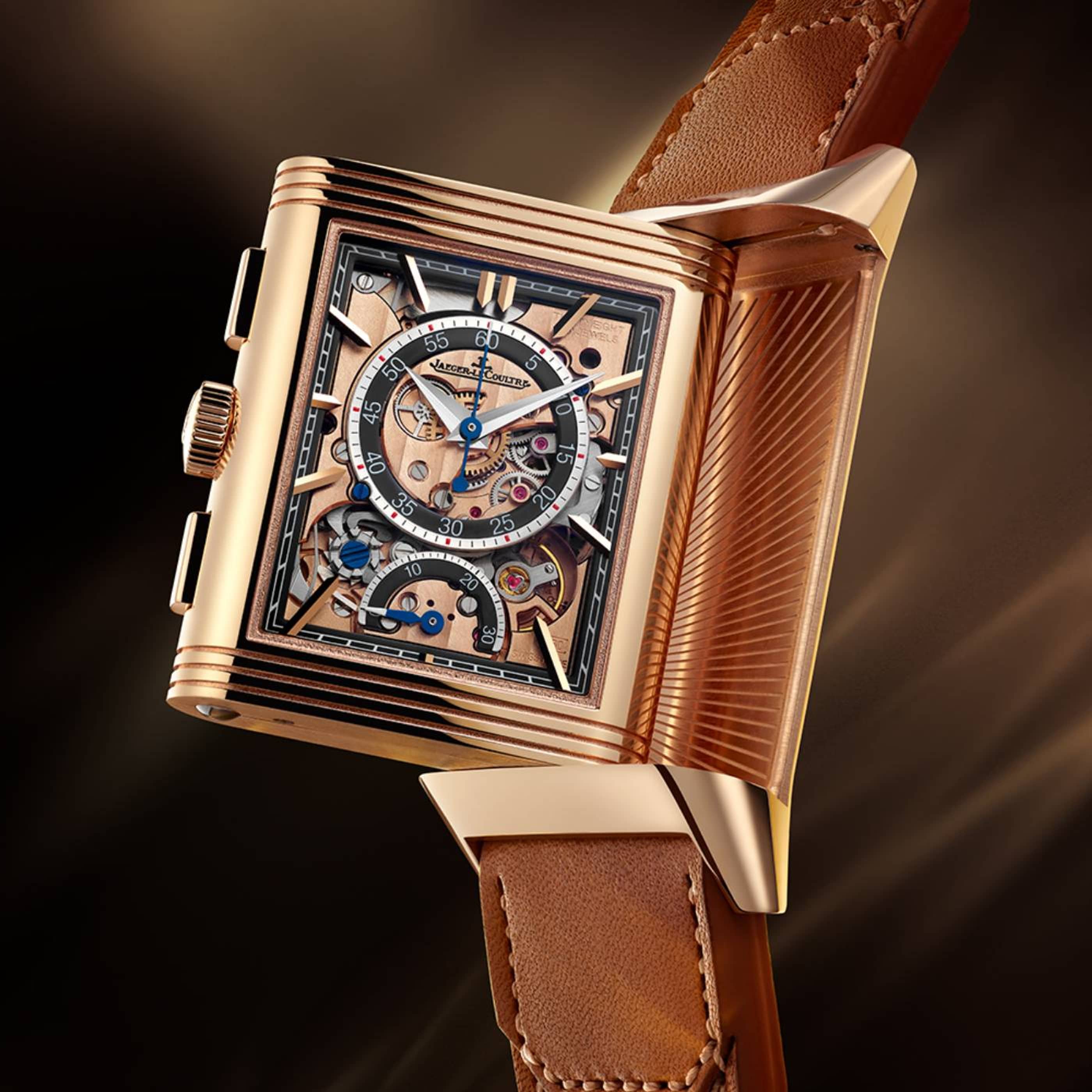 Jaeger LeCoultre Reverso 389 Golden 5n Dial, 18 Carat Pink Gold