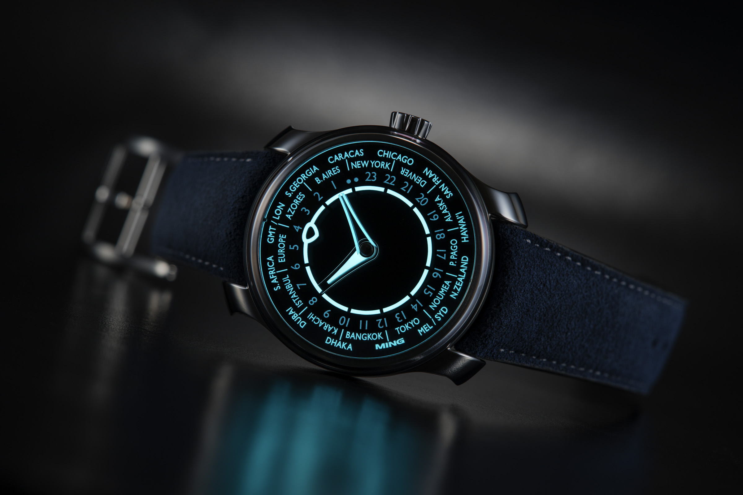 Ming 29XX 29.01 Worldtimer, Black Dial, Titanium, 40 mm