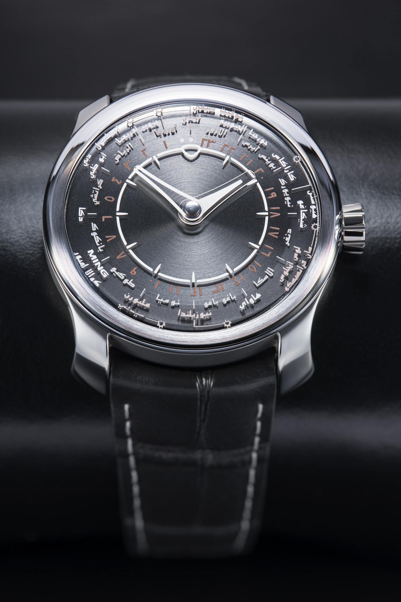 Ming 29XX 29.01 Worldtimer, Black Dial, Titanium, 40 mm