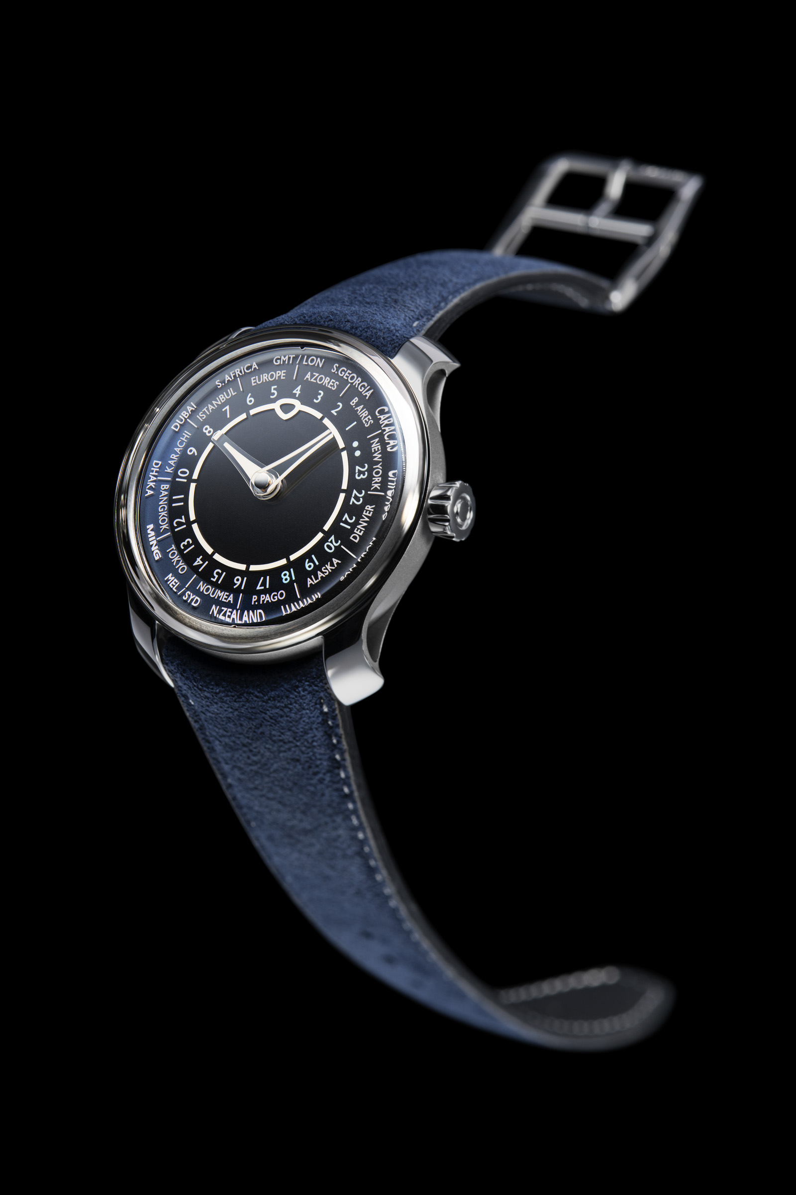 Ming 29XX 29.01 Worldtimer, Black Dial, Titanium, 40 mm