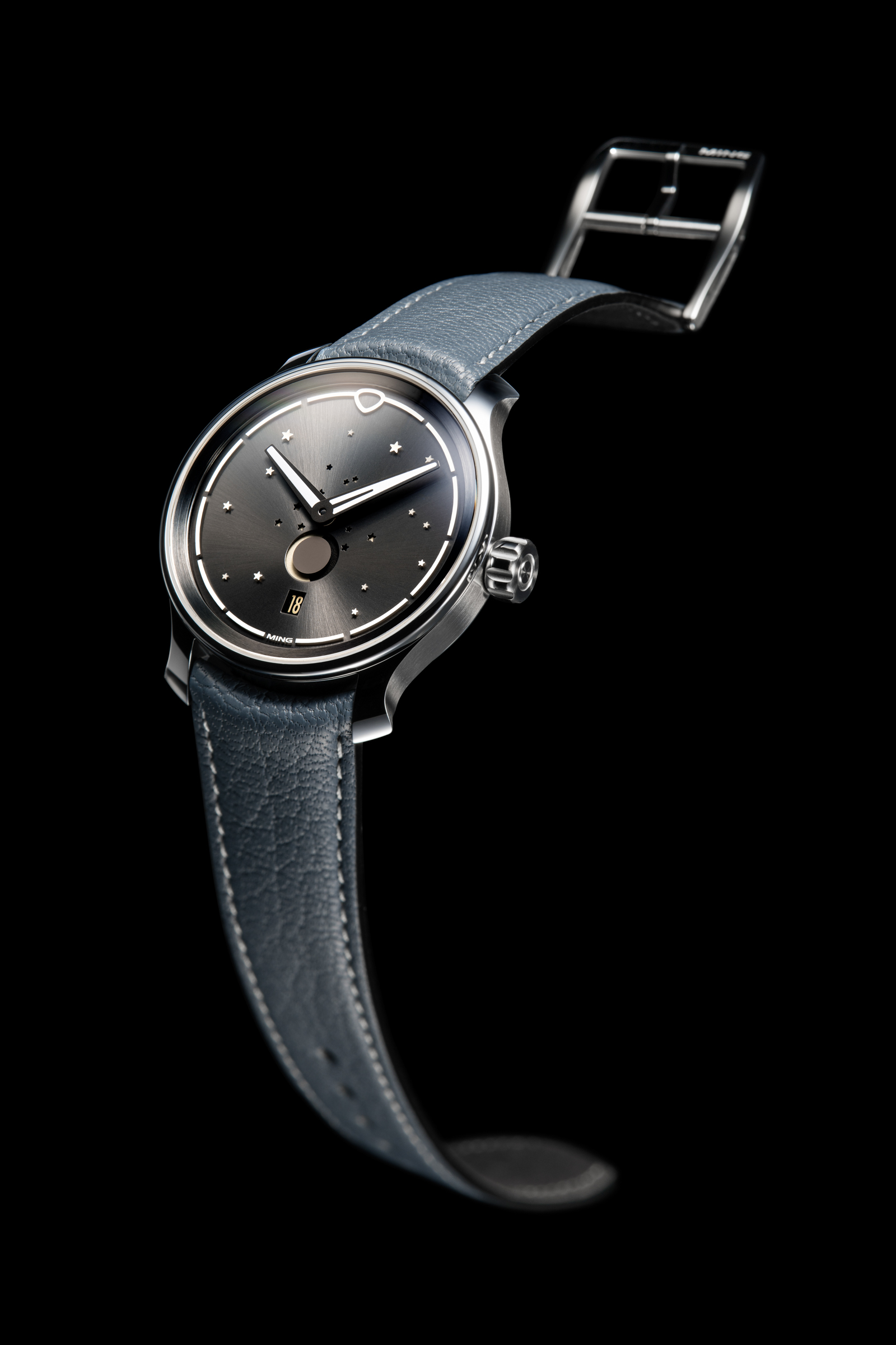 Ming 37XX 37.05 Series 2, Manual, Black Dial, Stainless Steel, 38 mm