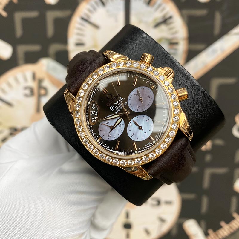 Omega De Ville 4677.60 Brown Dial, 18kt Rose Gold, Ladies Watch