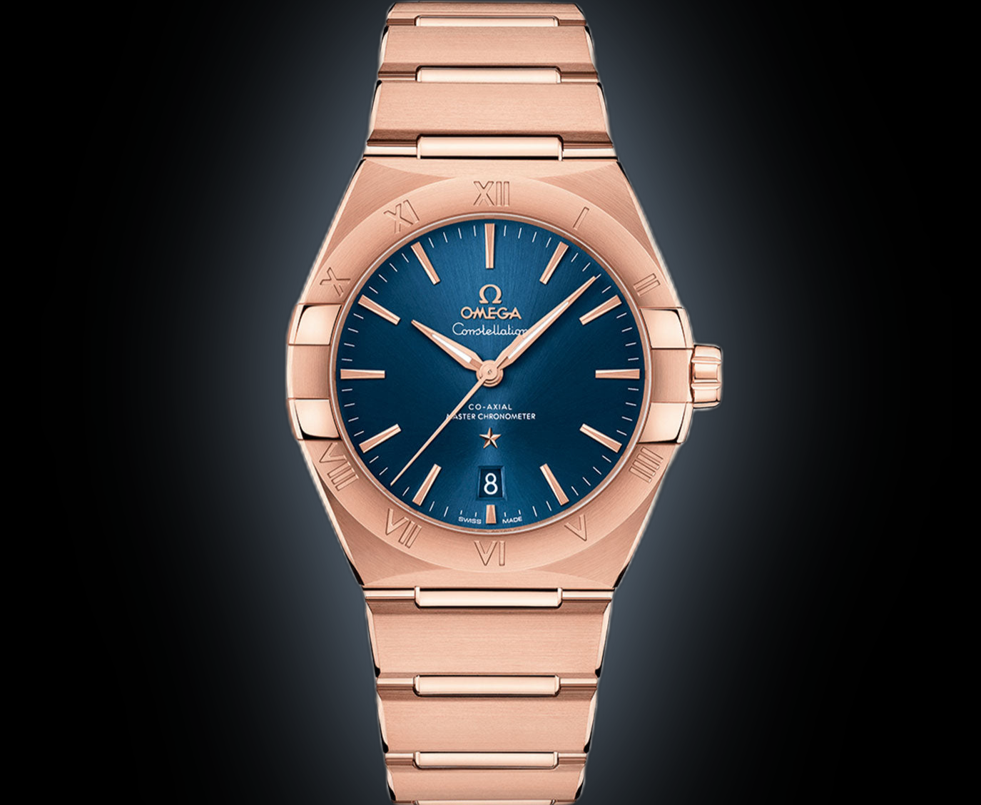 Omega Constellation 36 Blue Dial, Sedna Gold, mm