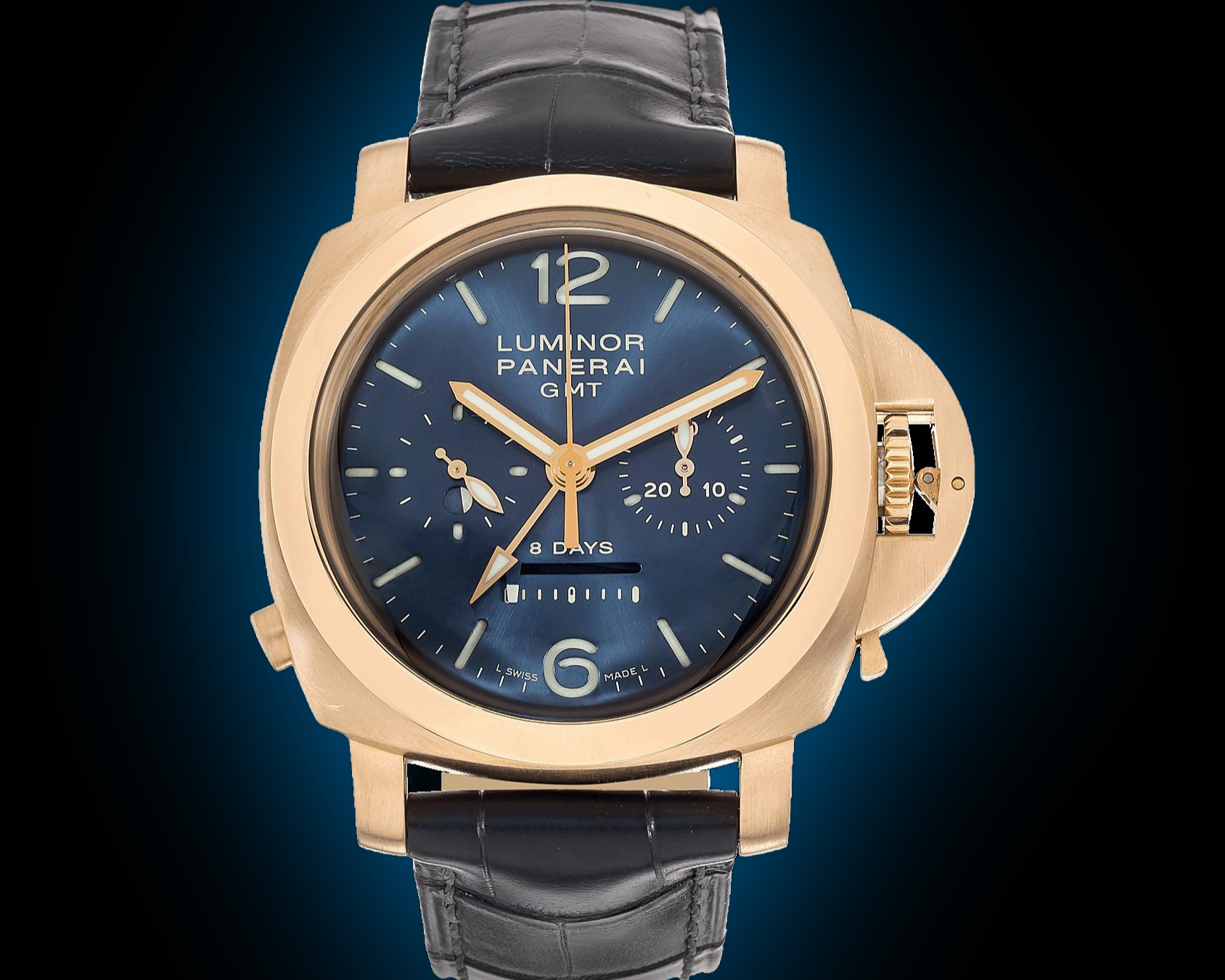 Panerai Luminor 1950 00277 Blue Dial, Pink Gold, mm, GMT