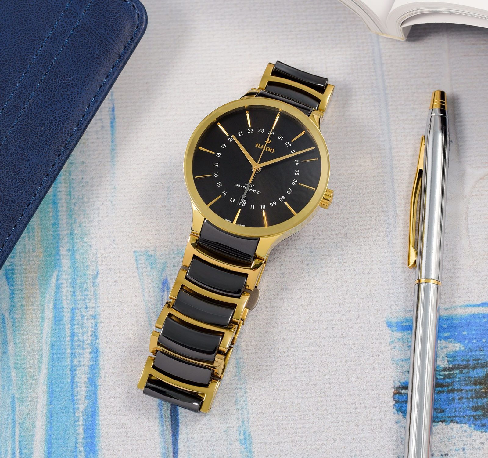 Rado Centrix 3016 Black Dial, Gold Pvd Stainless Steel, 40.0 mm