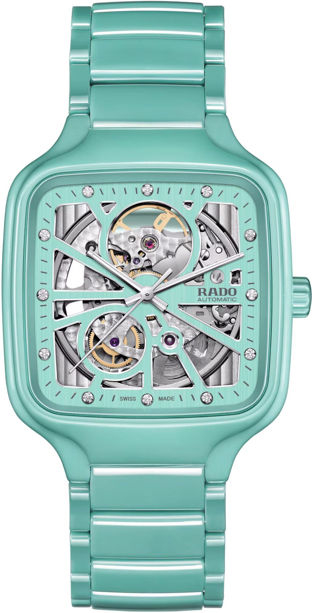 Rado TRUE Square 2717 Open Heart Turquoise Dial, High-Tech Ceramic