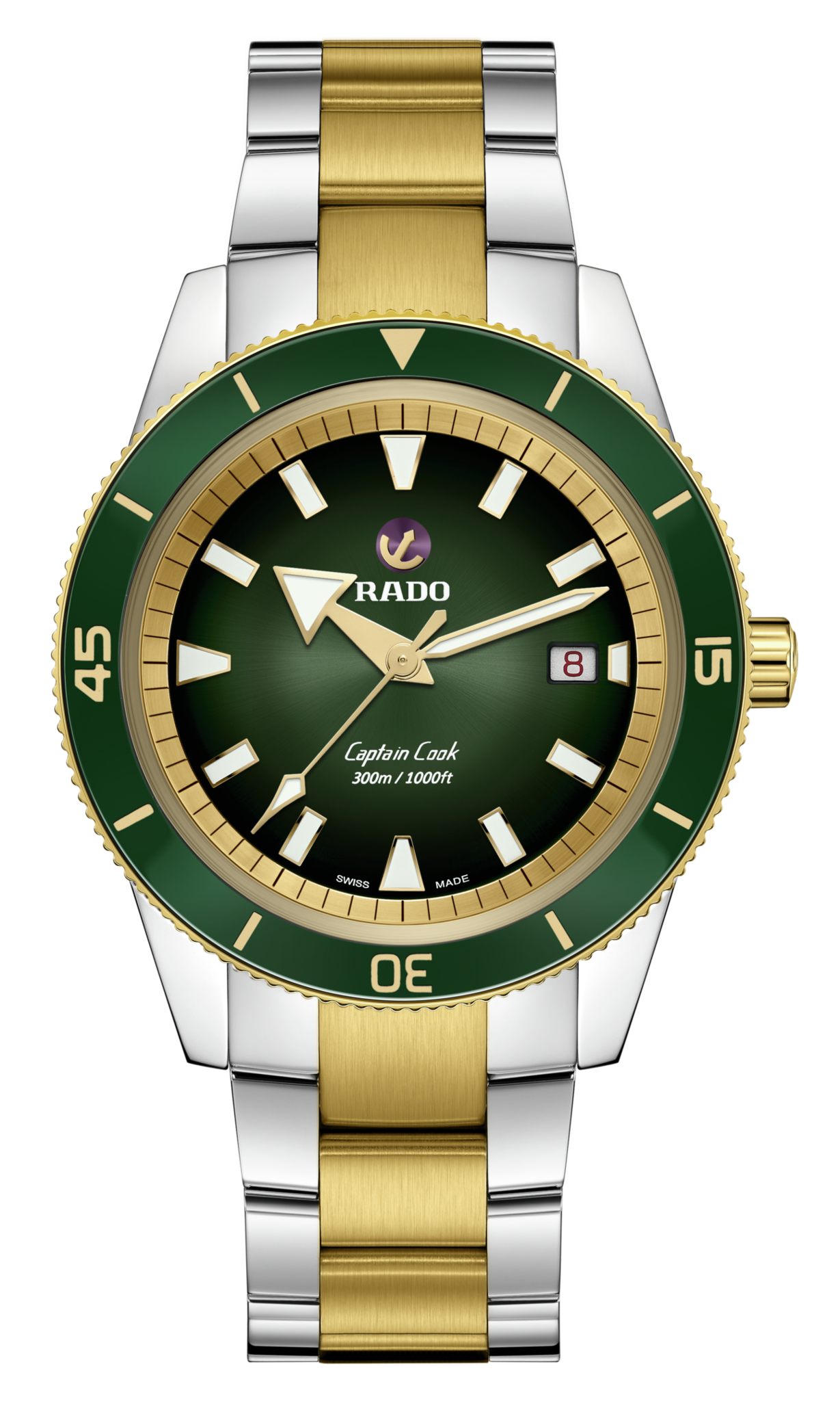 グリコーゲン Rado Captain Cook 3213 Green Dial, High-Tech Ceramic, 42.0 mm