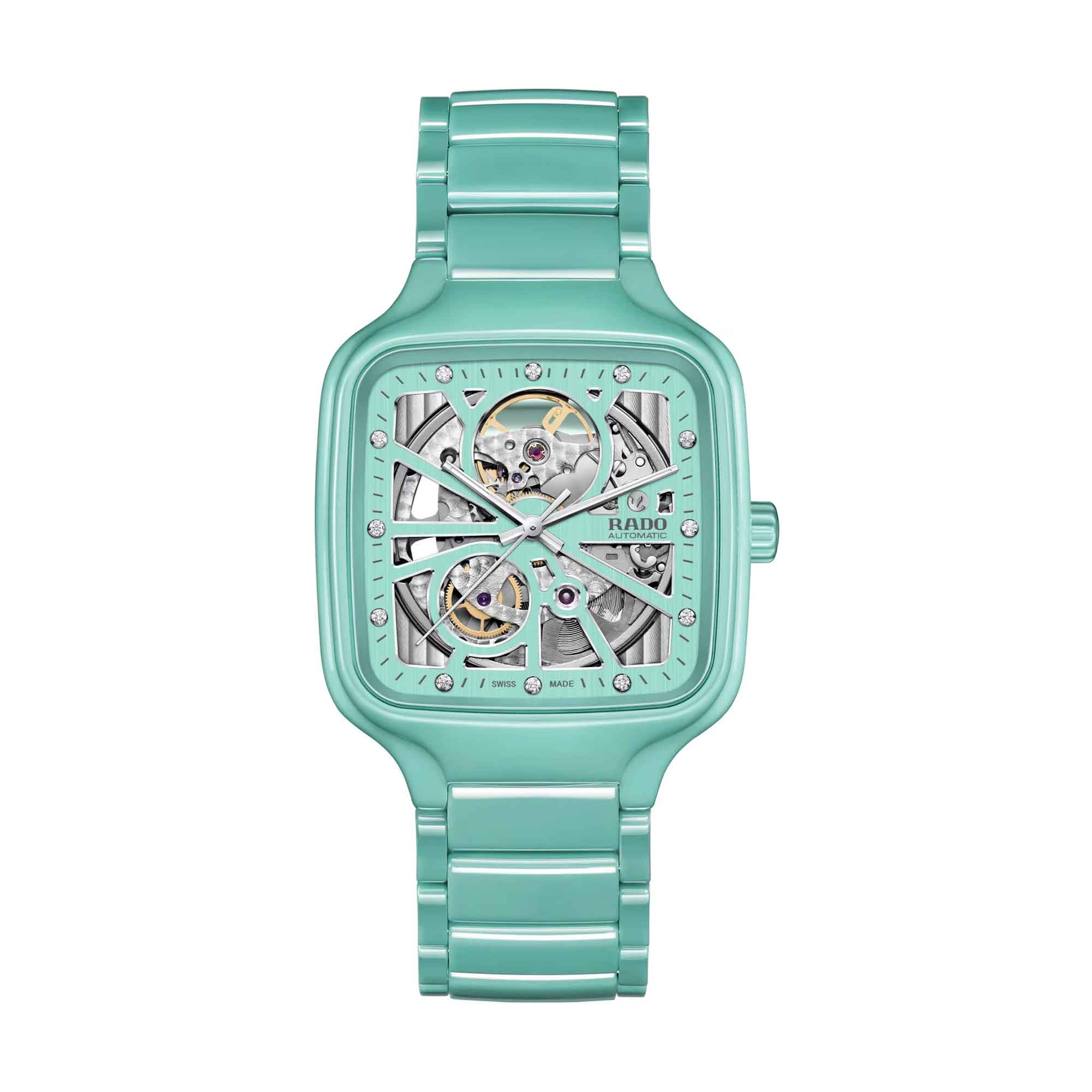Rado TRUE Square 2717 Open Heart Turquoise Dial, High-Tech Ceramic