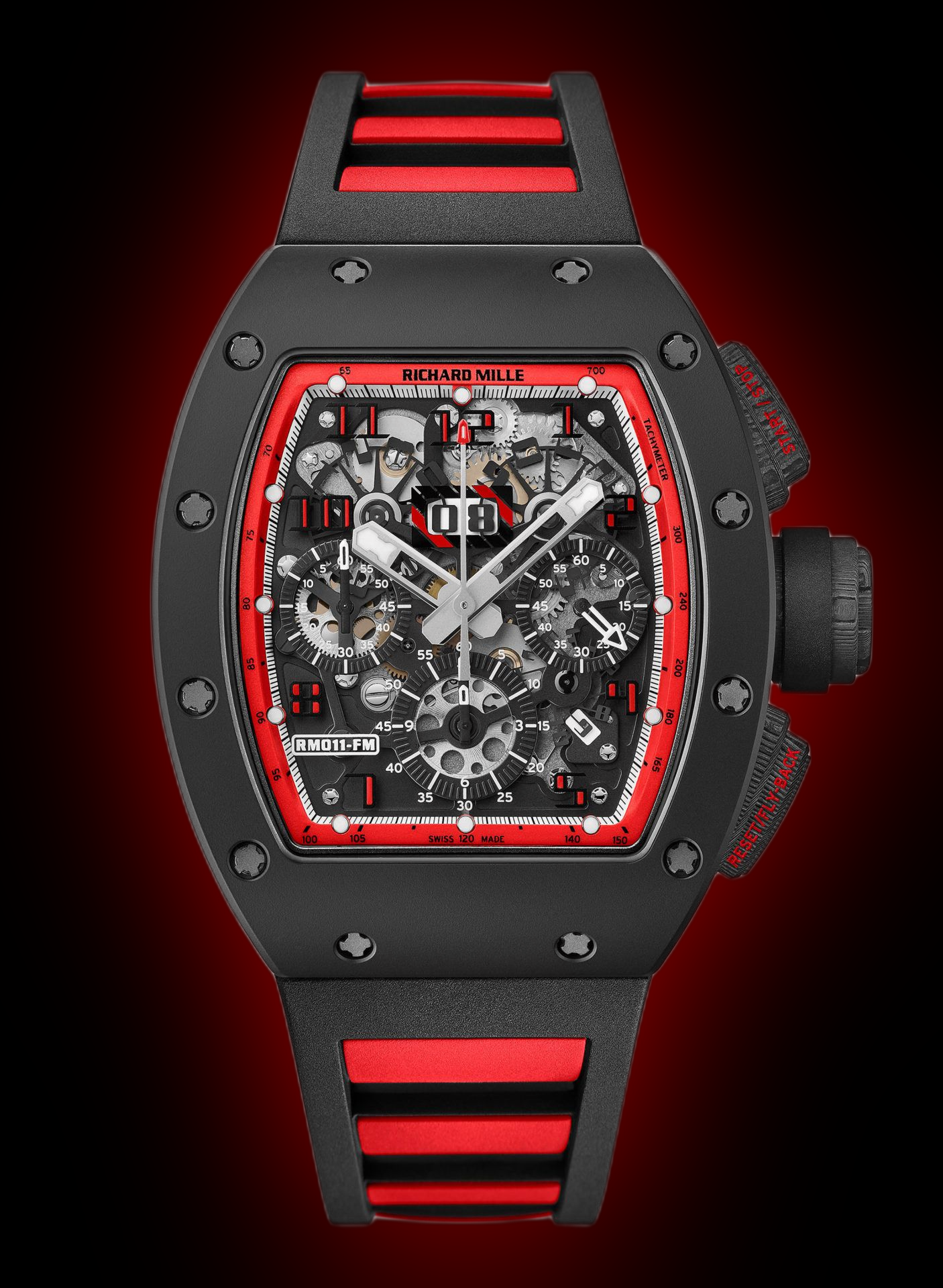 Richard Mille Sports Athletics RM 011 Black/Red Dial, Carbon Tpt