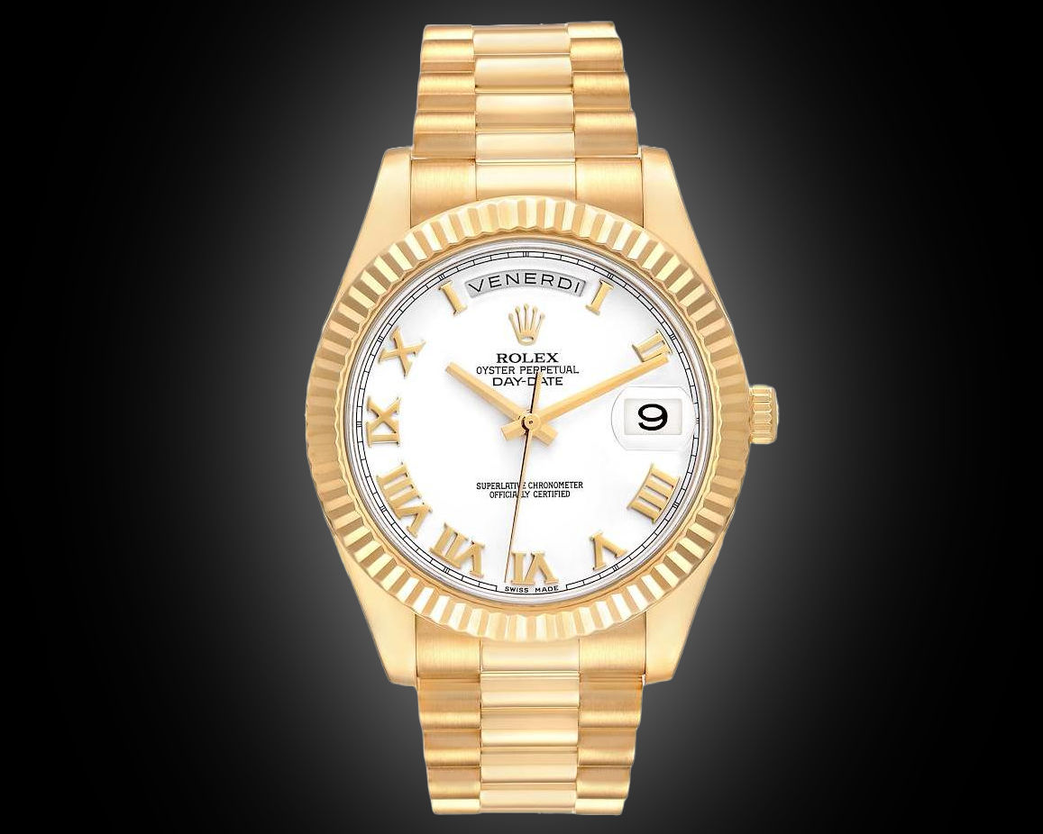 Rolex Day-Date 218238 White Dial, 18kt Yellow Gold, 41.0 mm, Automatic ...