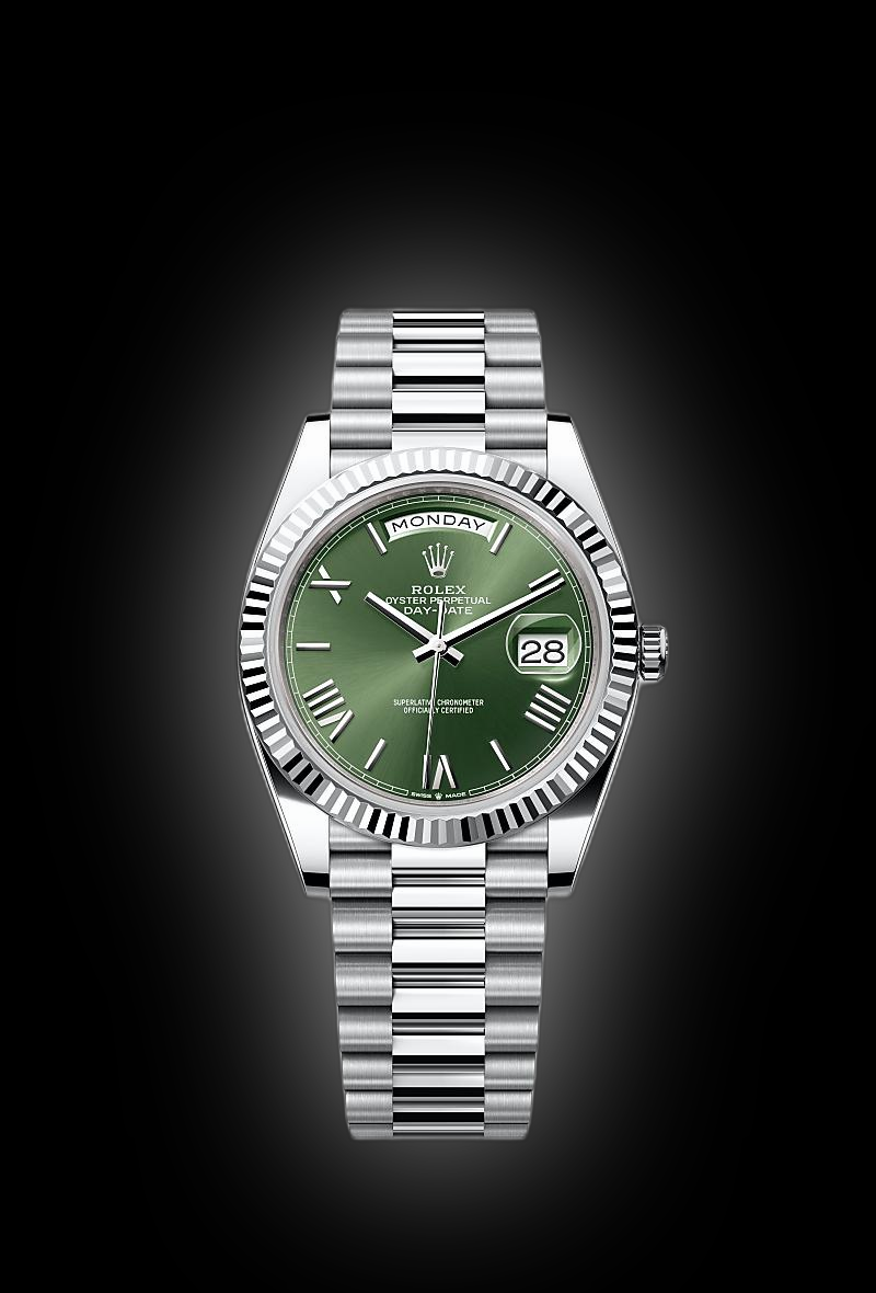 Rolex Day-Date 40 228236 Olive Green Dial, Platinum, mm, m