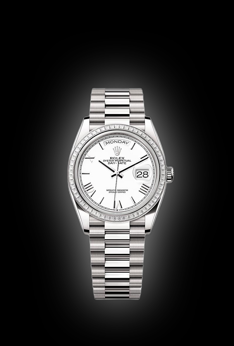 Rolex Day-Date 36 128399 Diamond-Paved Dial, 18 kt White Gold