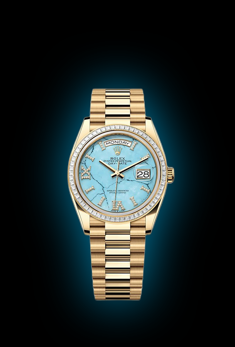 Rolex Day-Date 36 128398 Bright Green Dial, 18 kt Yellow Gold