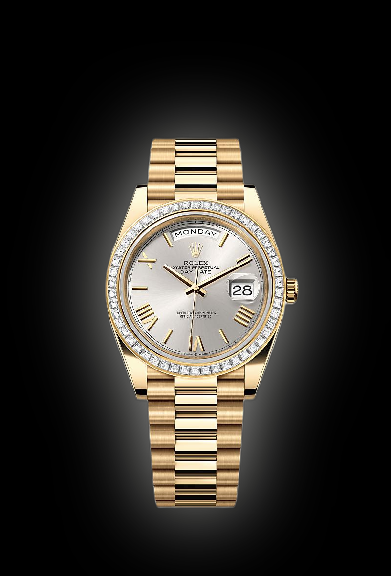 Rolex Day-Date 40 228398 Silver Dial, 18 kt Yellow Gold, 40.0 mm