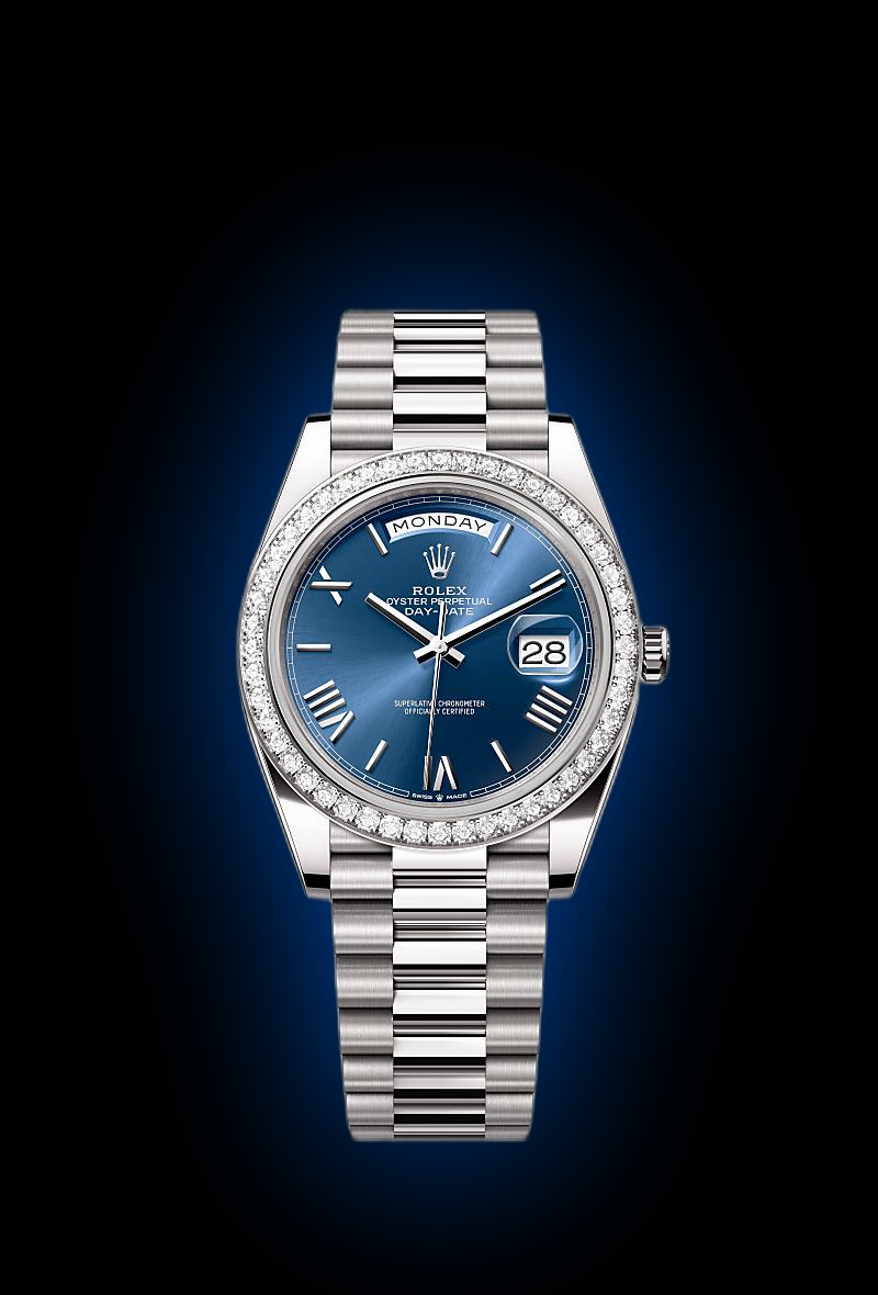 Rolex Day-Date 40 228349 Blue Ombré Dial, 18 kt White Gold, 40.0