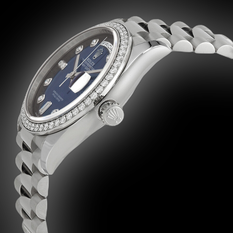 Rolex Day-Date 36 128349 Blue Ombré Dial, 18 kt White Gold, 36.0