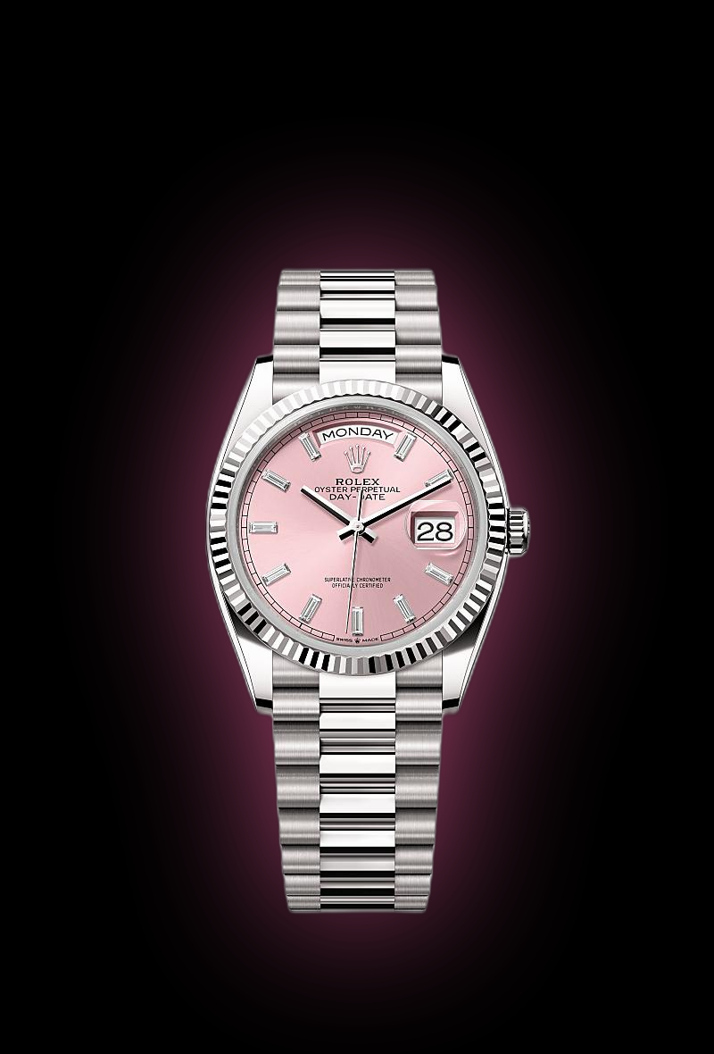 トップス rose Rolex Day-Date 36 128239 Pink Dial, 18 kt White Gold, 36.0 mm
