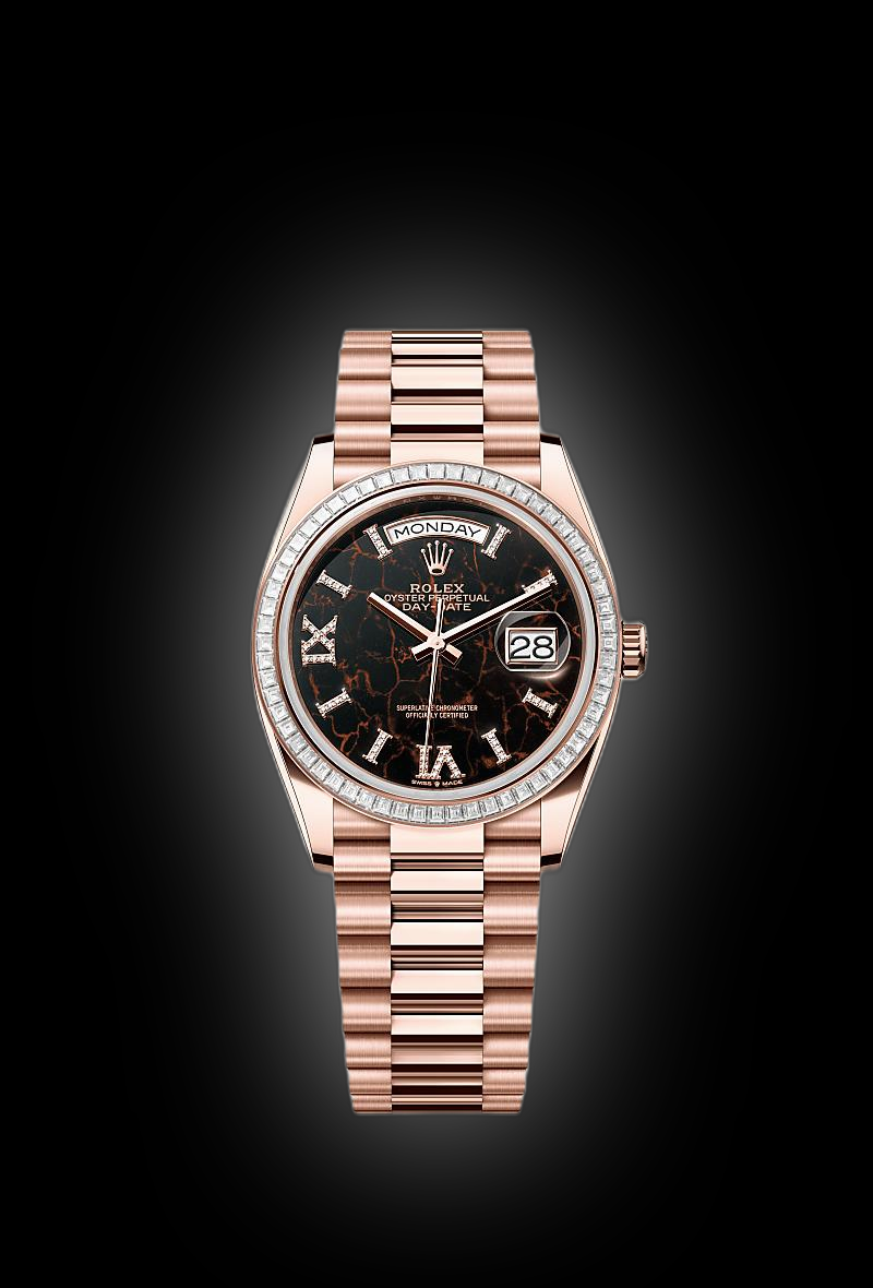 ニコルページ Rolex Day-Date 36 128395 Eisenkiesel Dial, 18 kt Everose Gold