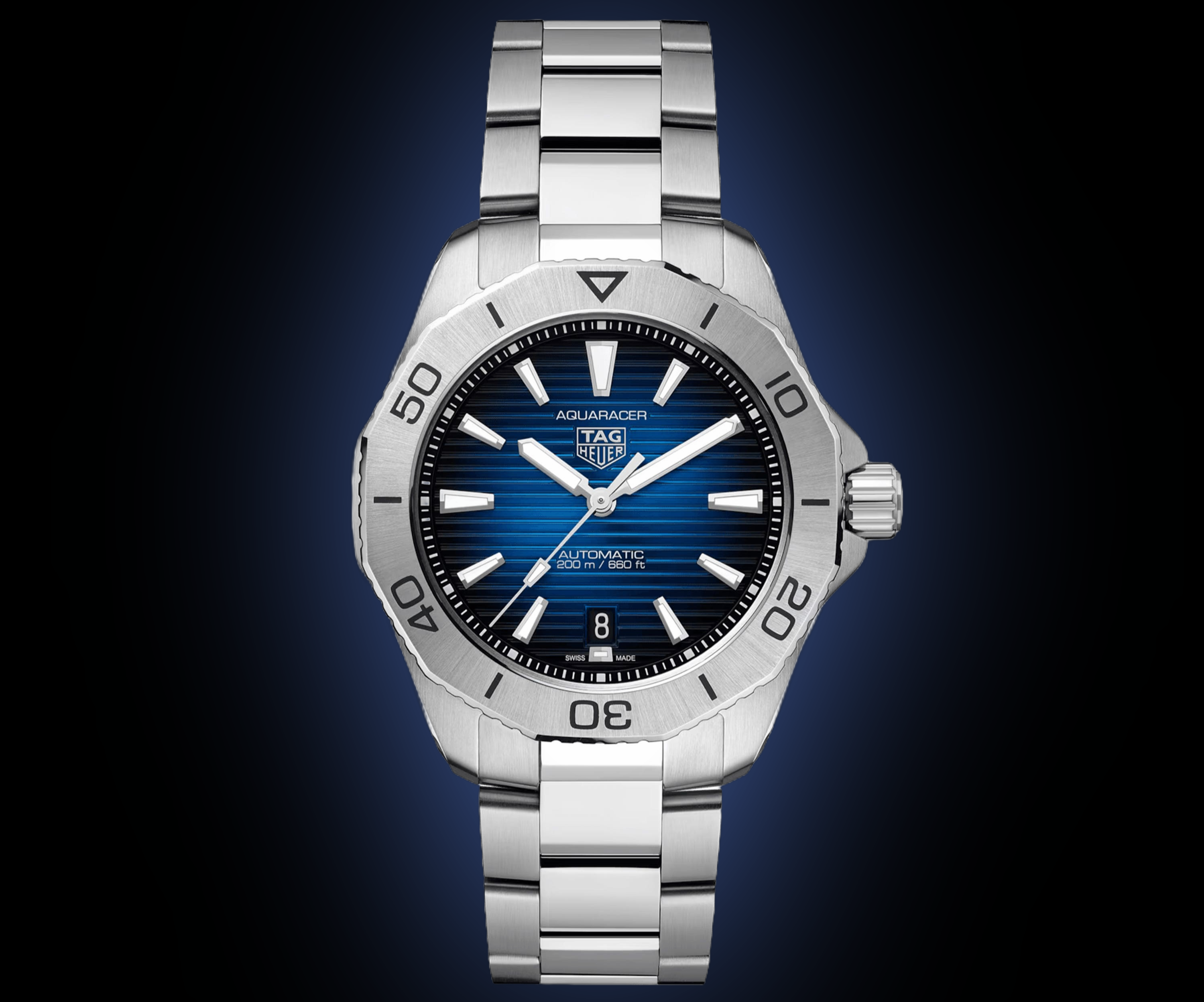 TAG Heuer Professional ブラック ステンレス Tag Heuer Aquaracer Professional 200 Date Black Dial Silver