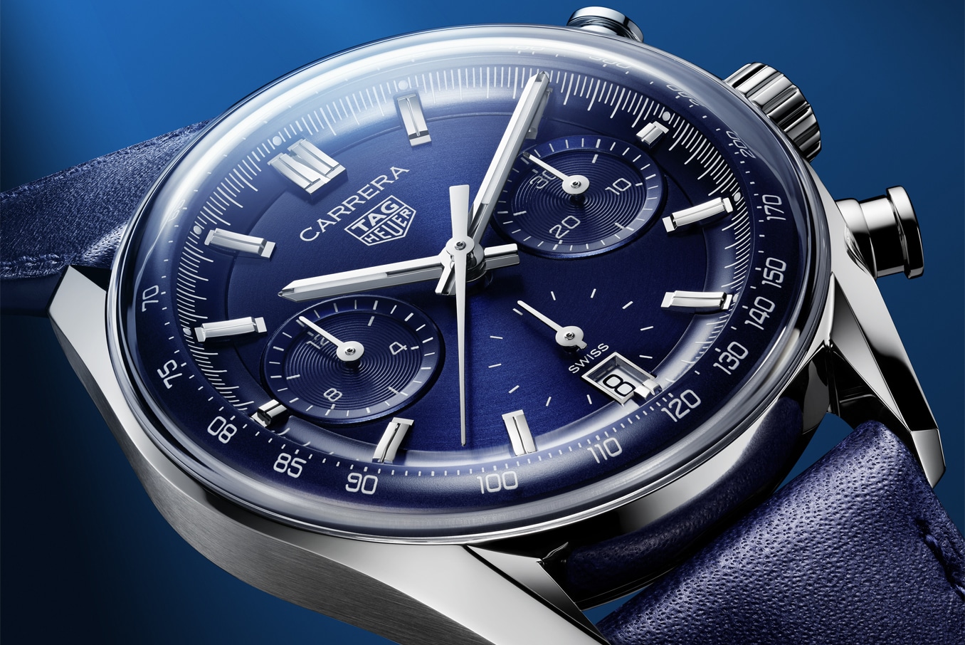 TAG Heuer Carrera FC6535 Blue Dial, Steel, Chronograph, Leather