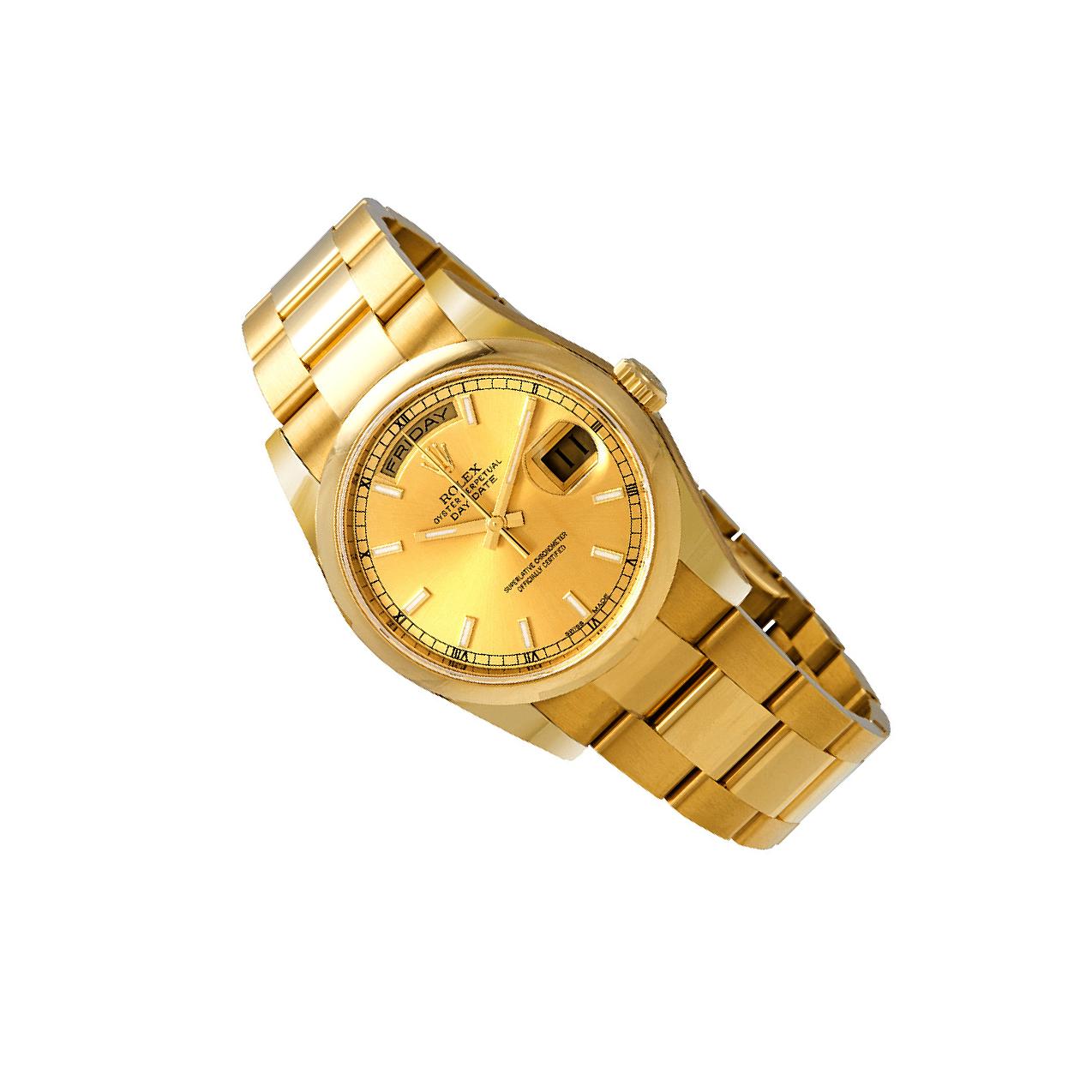 Rolex Day-Date 118208 Champagne Dial, 18kt Yellow Gold