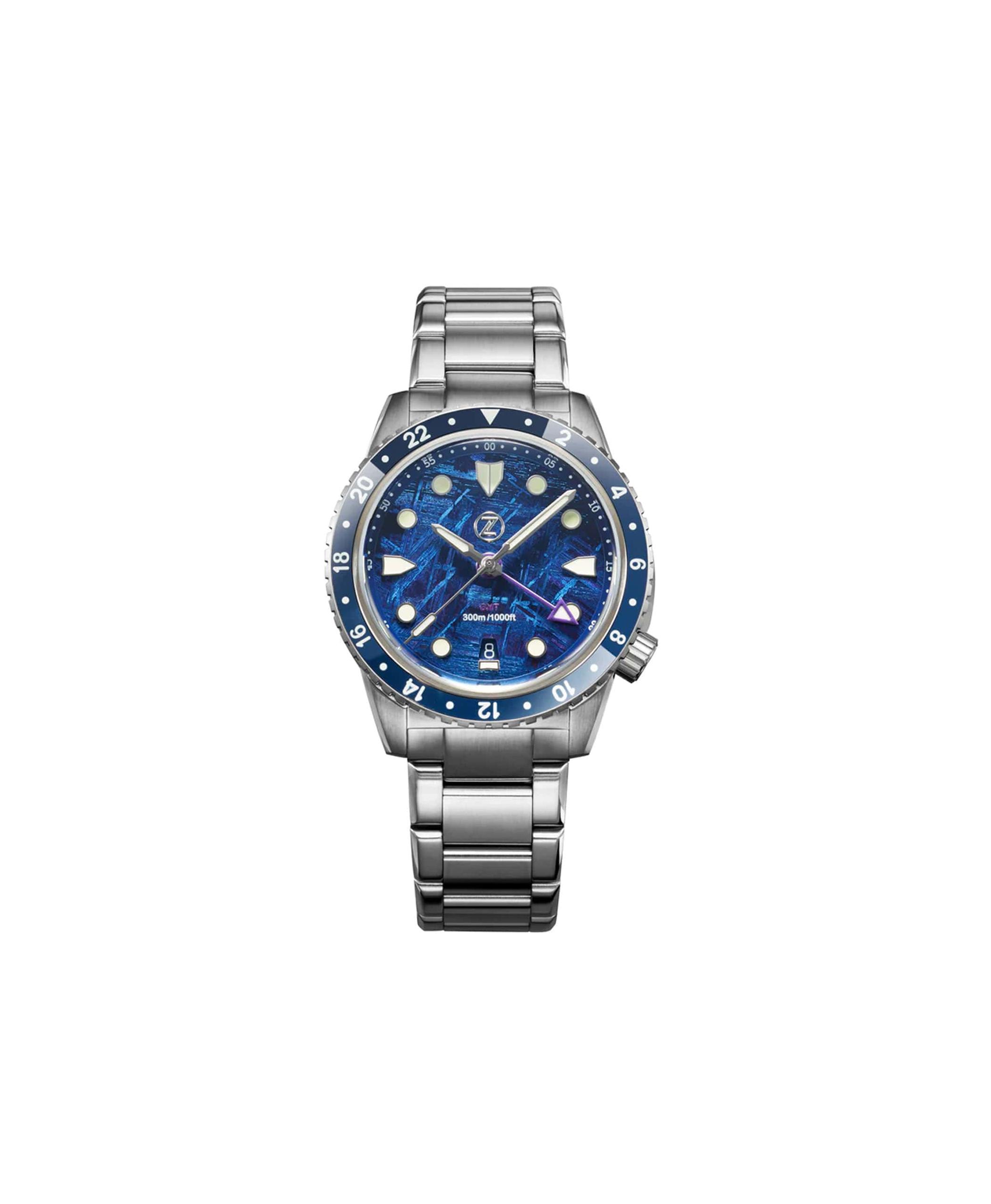 メリコ様 Zelos Mako 300 m GMT, Meteorite, Blue PVD with Purple Hues Dial