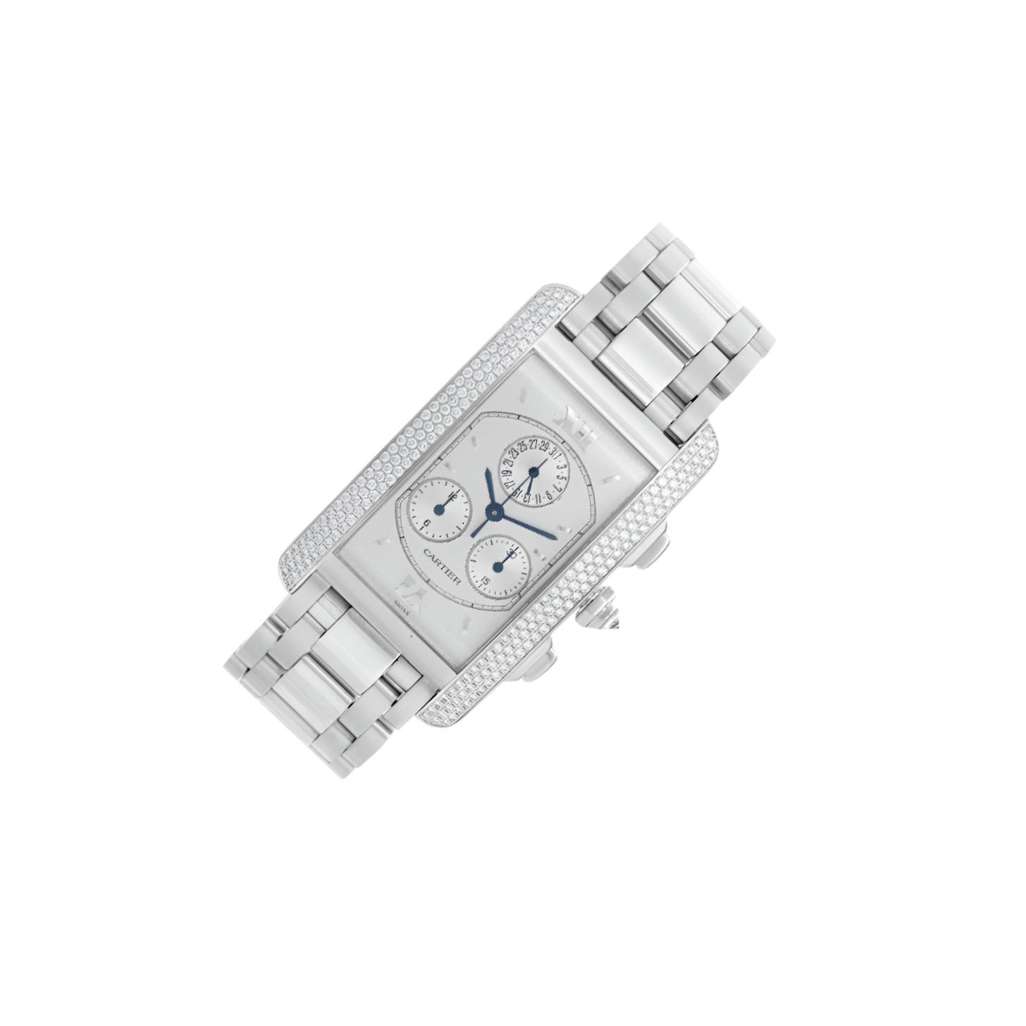 Cartier Tank Americaine 2339 Silver-Tone Diamond Dial, 18kt White