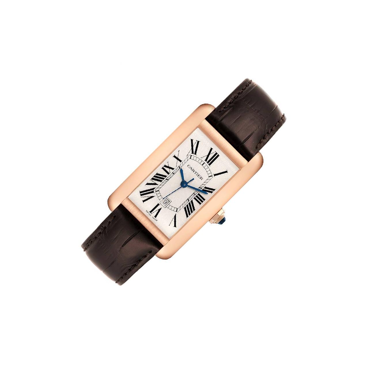 Cartier Tank Americaine W260 Ivory Dial, 18kt Rose Gold, Leather