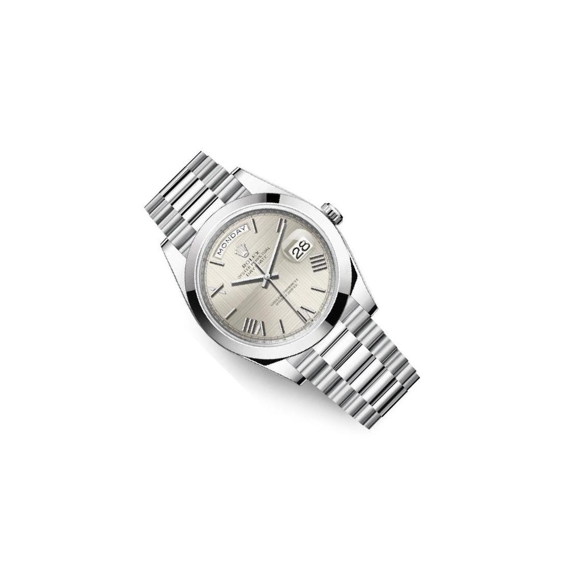 Rolex Day-Date 40 228206 Silver Dial, Platinum, 40.0 mm, Men's Watch