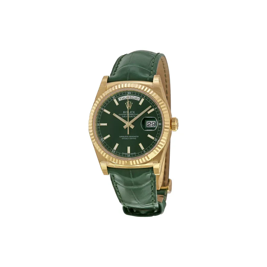 Rolex Day-Date 118138 Green Dial, 18kt Yellow Gold, 36.0 mm