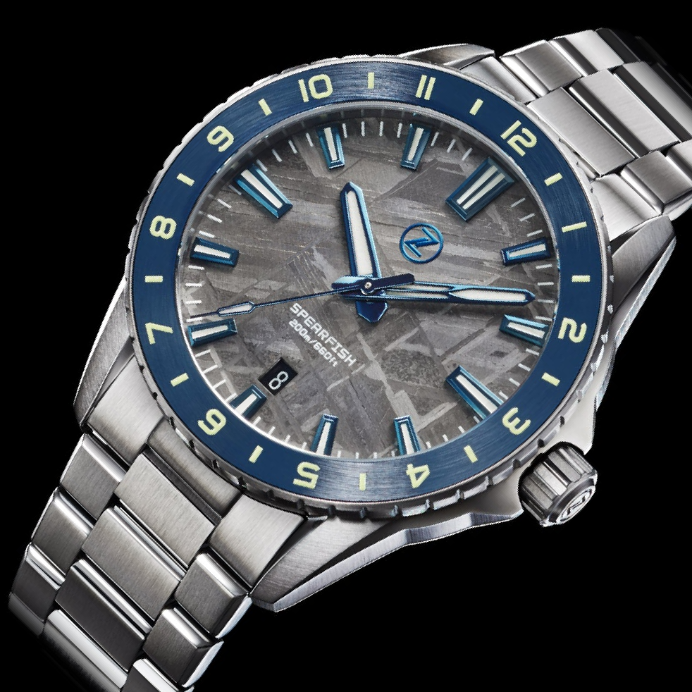 Zelos Spearfish 40 mm Diver Blue, Meteorite Dial, Stainless Steel