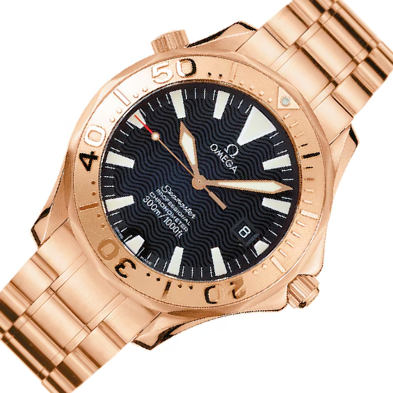 Omega Seamaster Diver 300M 2136.50 Black Dial, Red Gold, 41.0 mm