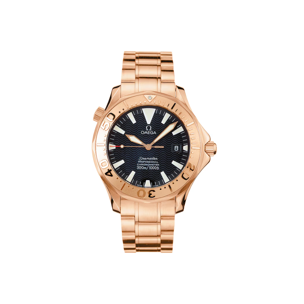 Omega Seamaster Diver 300M 2136.50 Black Dial, Red Gold, 41.0 mm
