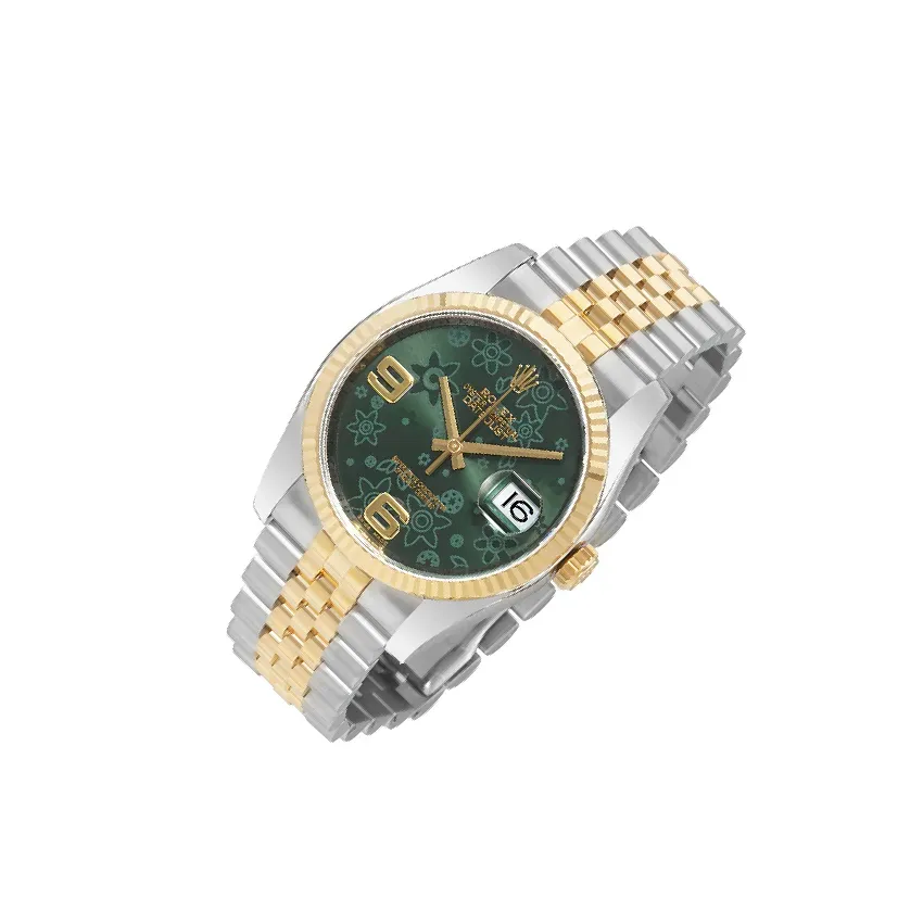 Rolex Datejust 36 116233 Green Floral Dial, 18kt Yellow Gold