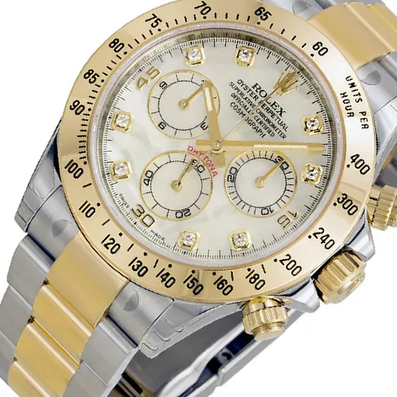 Rolex Cosmograph Daytona 116523 White Mother of Pearl Dial, 18k