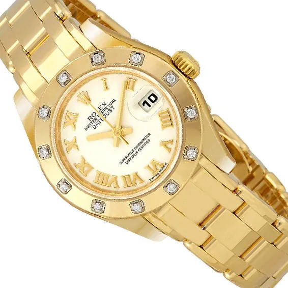 Rolex Lady-Datejust Pearlmaster 80318 White Dial, 18kt Yellow Gold