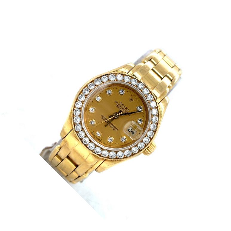 Rolex Lady-Datejust 69298 Champagne Diamond Dial, 18kt Yellow Gold